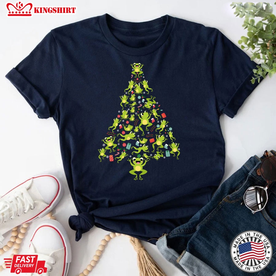 Christmas Tree Full of Frogs Merry Christmas T-Shirt