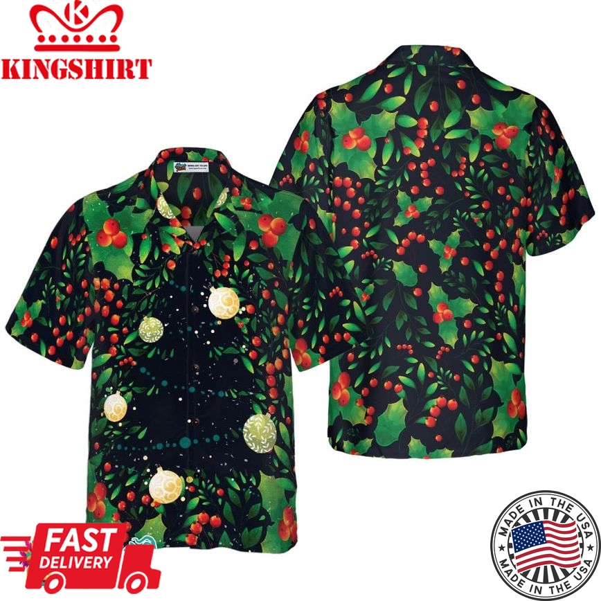 Christmas Tree Pattern Hawaiian Shirt, Christmas Shirts Short Sleeve Button Down Shirt For Men And Women