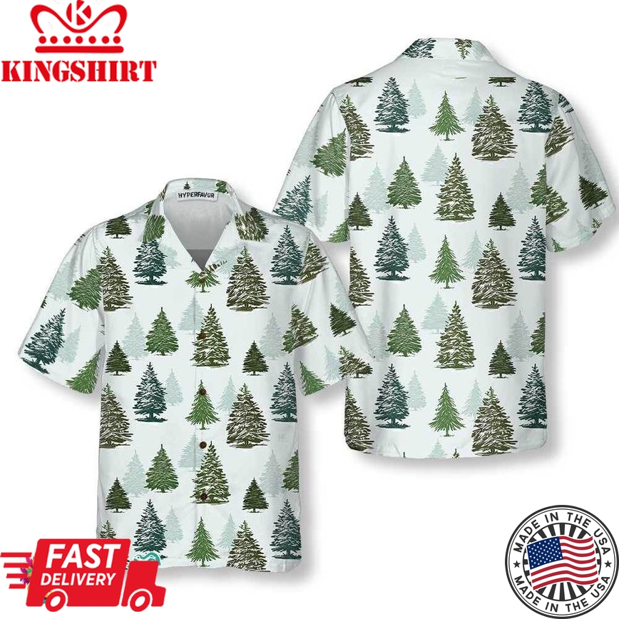 Christmas Tree Pattern Shirt For Men Christmas Hawaiian Shirt