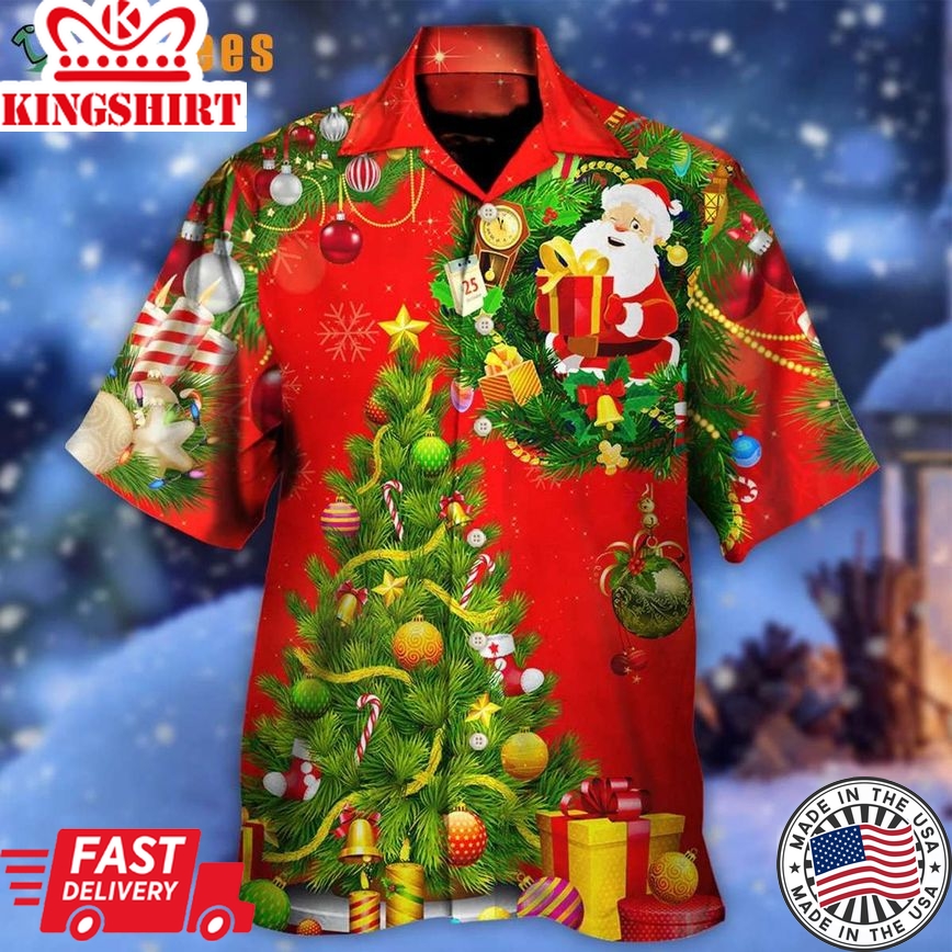 Christmas Tree Red Style Santa Twinkle, Santa Trendy Hawaiian Shirt Perfect Gifts For Your Loved Ones