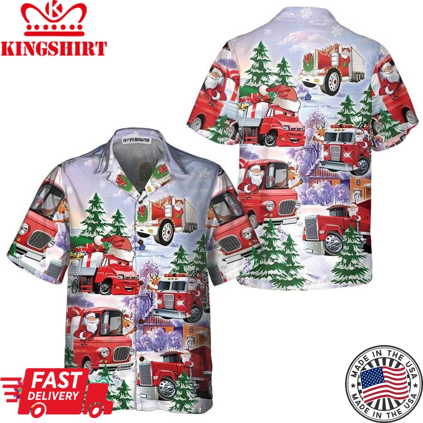 Christmas Truck Hawaiian Shirt, Red Truck Christmas Shirt, Best Christmas Gift