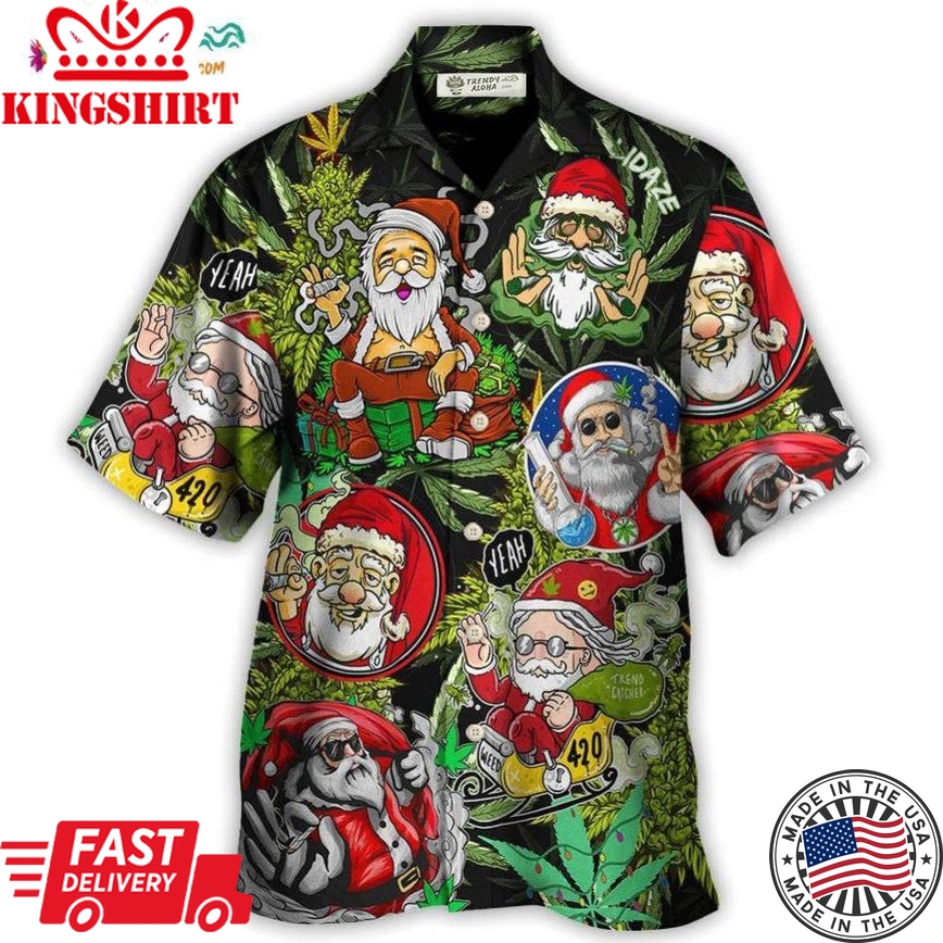 Christmas Weed Smoking Santa Hippie Hawaiian Shirt