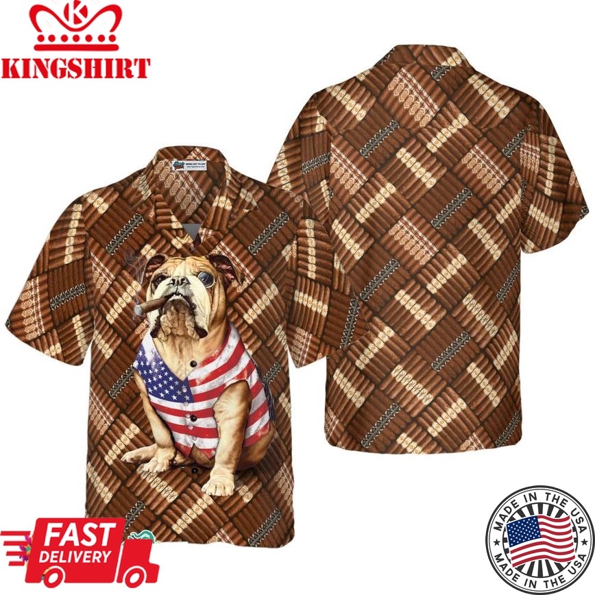 Cigar And American Bulldog Shirt For Men Hawaiian Shirt