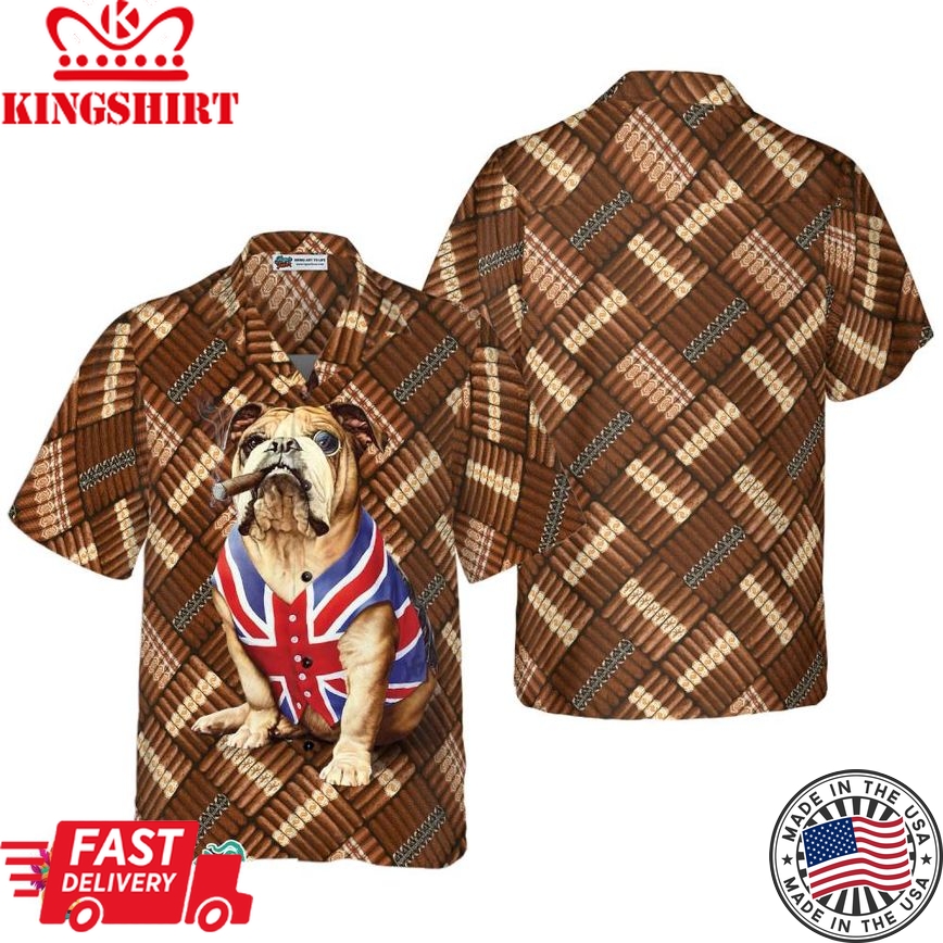 Cigars And Bulldog Shirt For Men Hawaiian Shirt