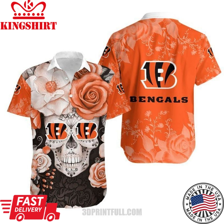 Cincinnati Bengals Skull NFL Gift For Fan Hawaiian Graphic Print Short