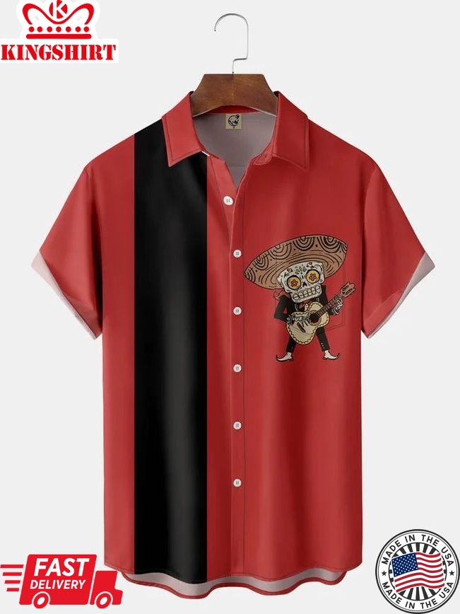 Cinco De Mayo Chest Pocket Short Sleeve Bowling Shirt