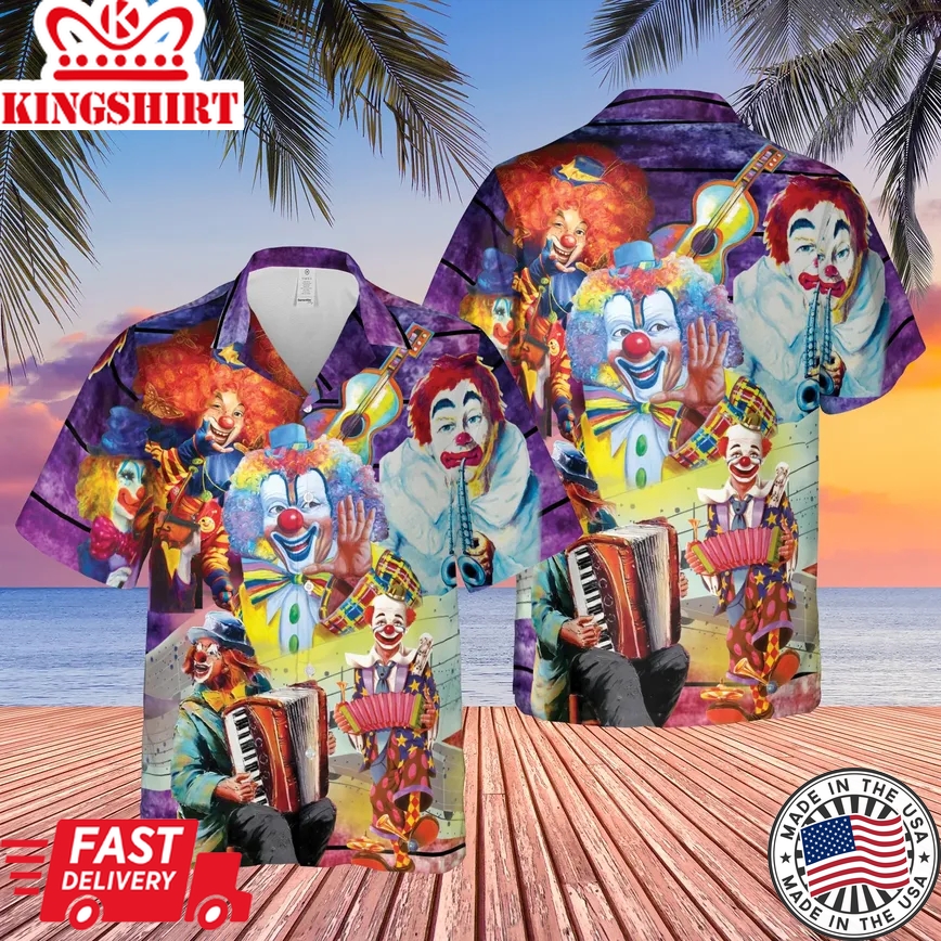 Circus Clowns Musician Player Trendy Hawaiian Shirt For Aloha Shirt