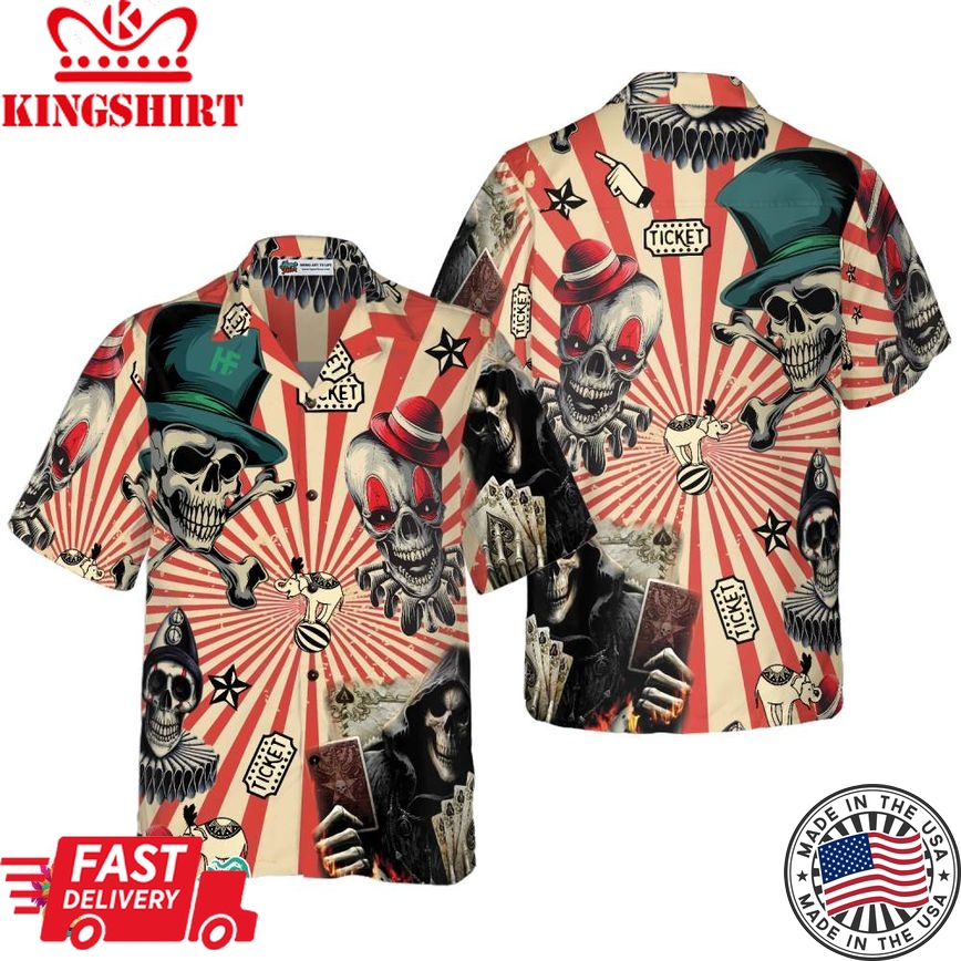 Circus Mysteries With Skull Magicians And Clowns Hawaiian Shirt