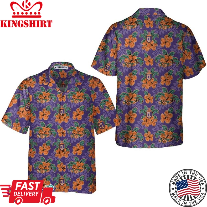 Cl Tropical Floral Purple Hawaiian Shirt