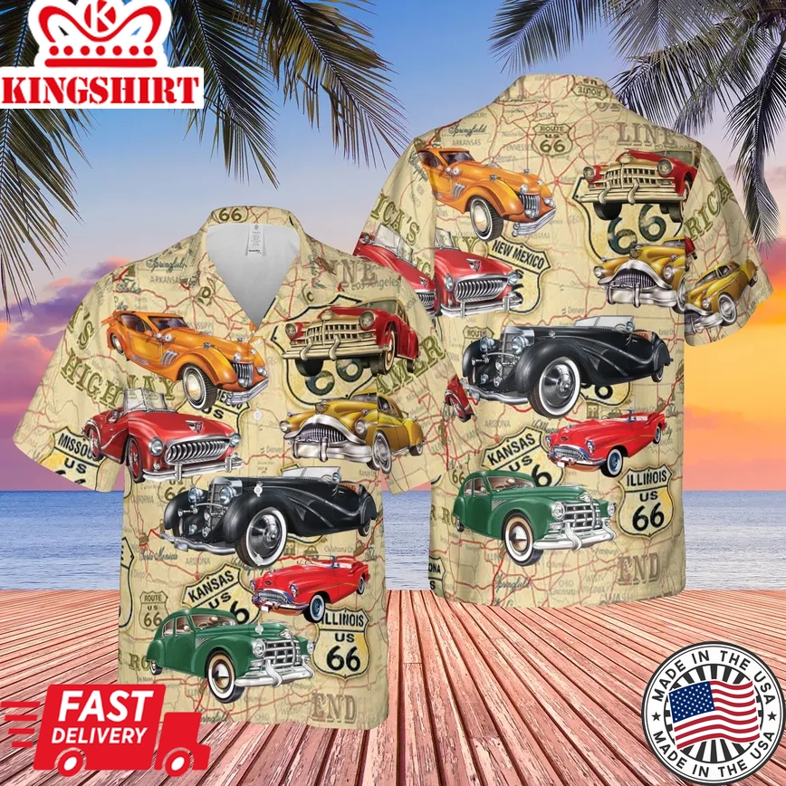 Classic Cars In The City Trendy Hawaiian Shirt For Aloha Shirt