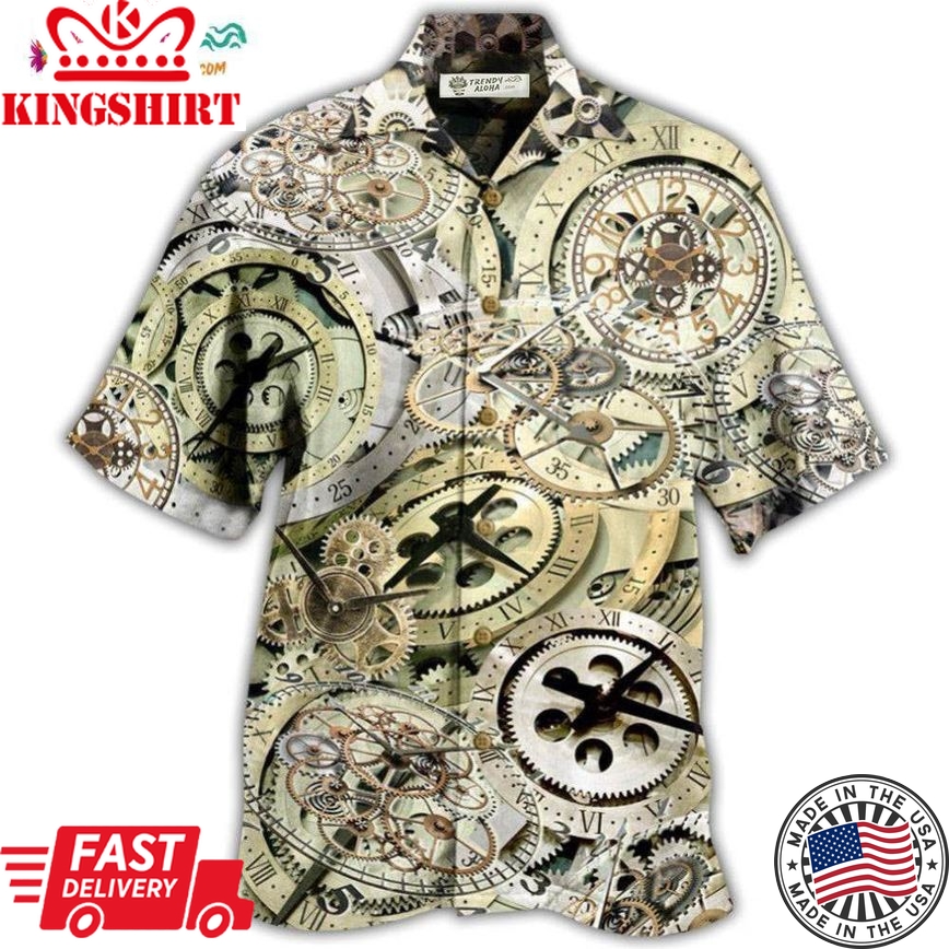 Clock One Speed One Gear Clock With Vintage Style Hawaiian Shirt