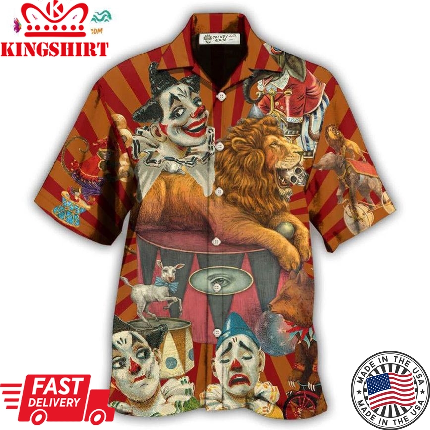 Clown Funny Happy Lion Hawaiian Shirt