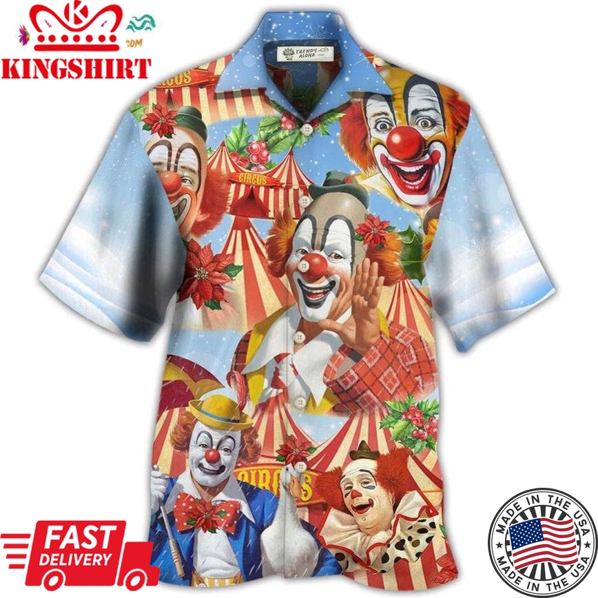 Clown Merry Christmas Flowers Hawaiian Shirt