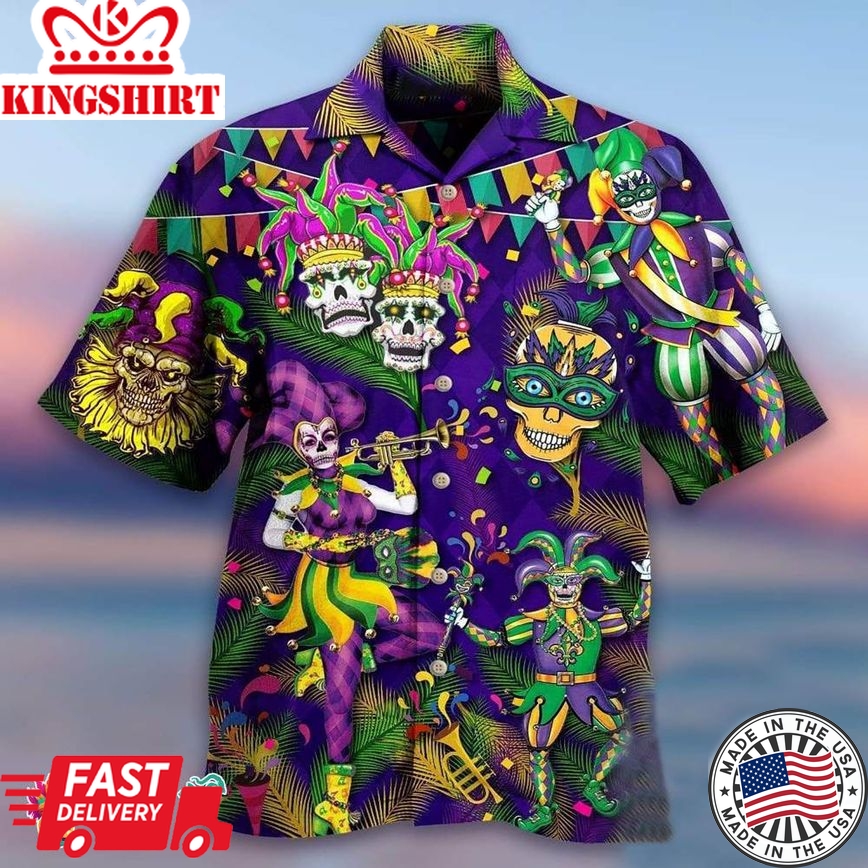 Clown Skull Happy Mardi Gras Aloha Hawaiian Shirts