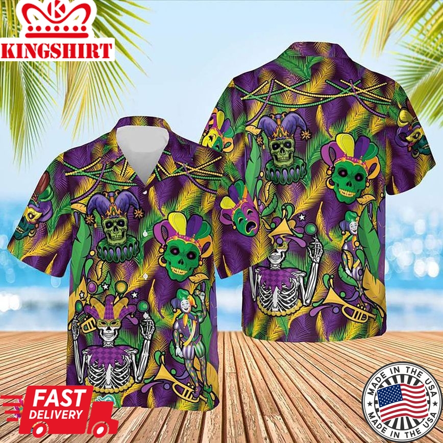 Clown Skull Happy Mardi Gras Hawaiian Shirt