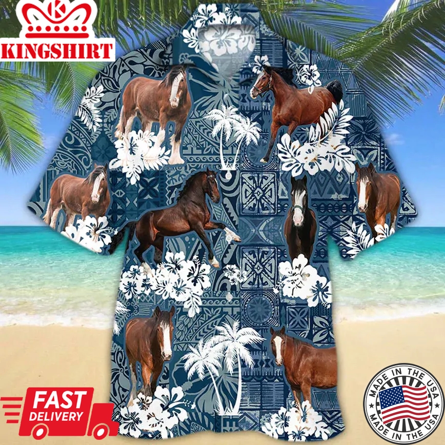 Clydesdale Horse Trendy Hawaiian Shirt