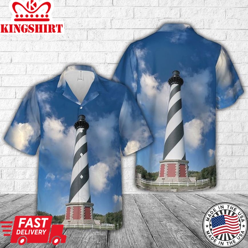 Coastal Serenity: Cape Hatteras Lighthouse Trendy Hawaiian Shirt for Fashionable Souls