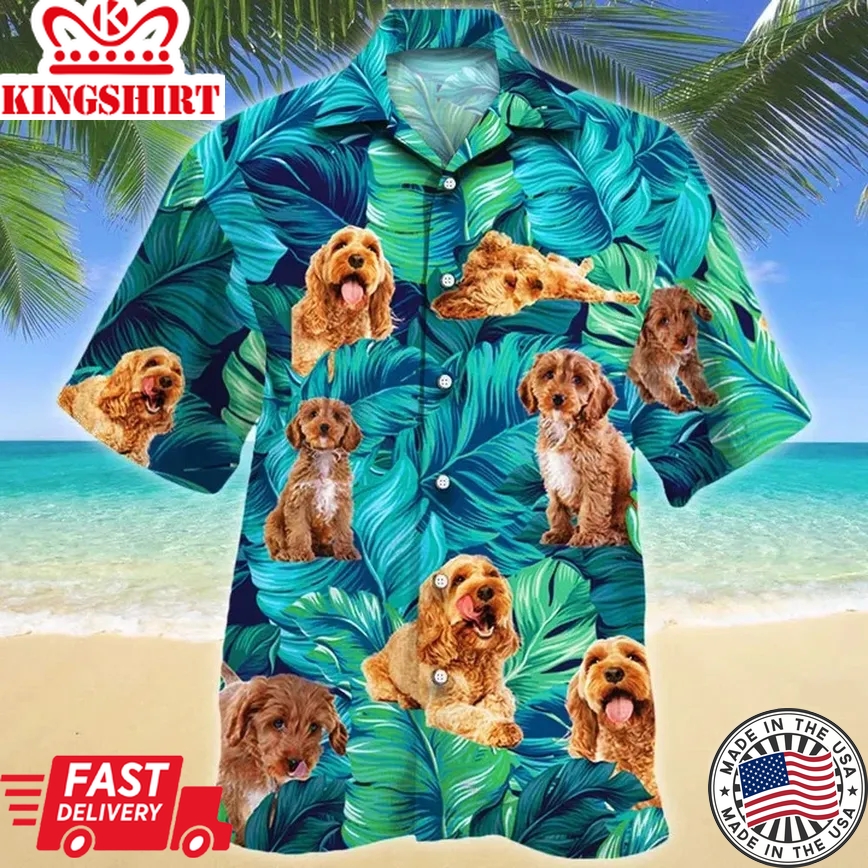 Cockapoo Dog Lovers Gift Summer Beach Palm Tree Pattern Trendy Hawaiian Shirt