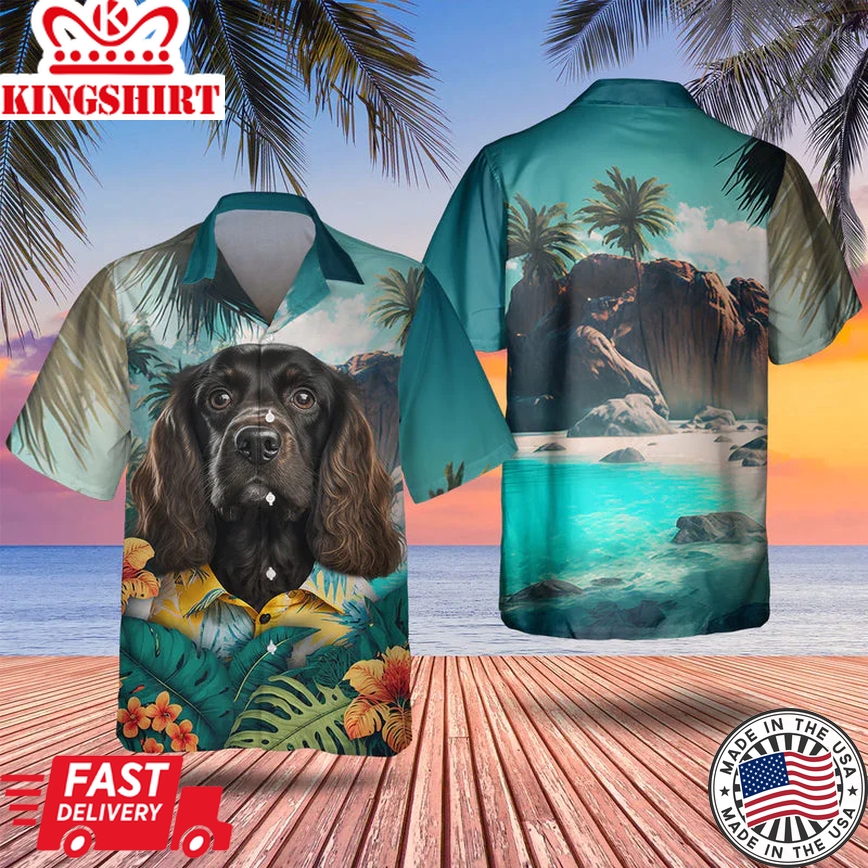 Cocker Spaniel 3D Tropical Trendy Hawaiian Shirt