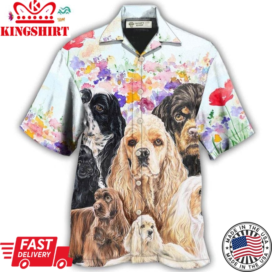 Cocker Spaniel Dog And Flowers Lover Hawaiian Shirt
