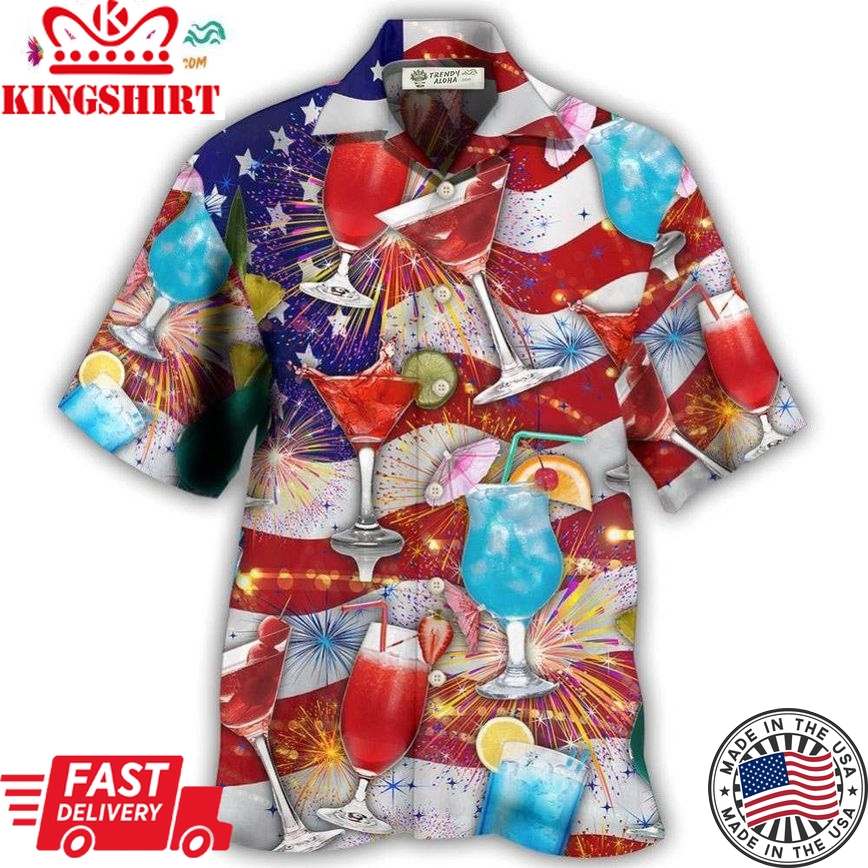 Cocktail Independence Day American Celebration Hawaiian Shirt