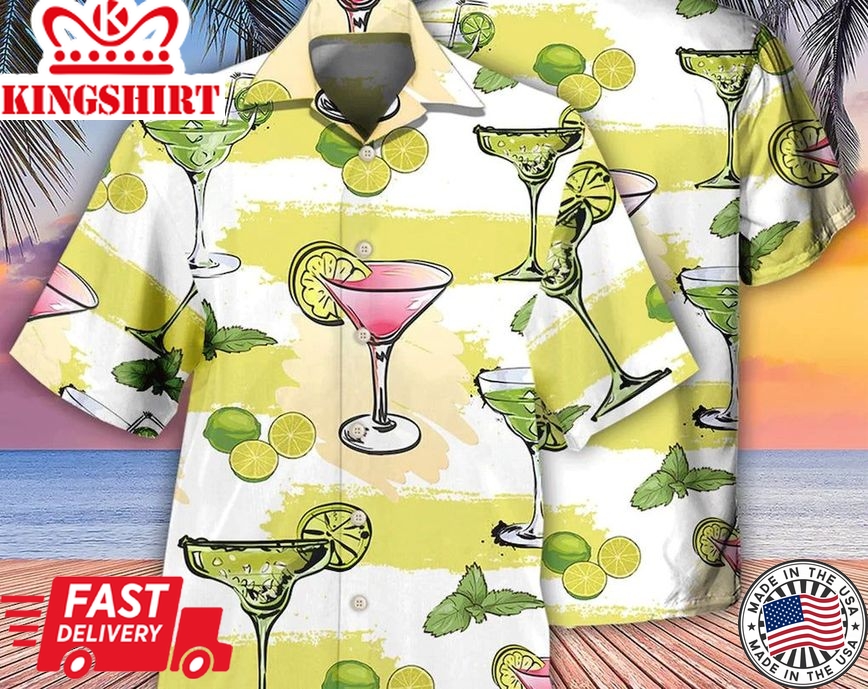 Cocktail Margarita Summer Party - Trendy Hawaiian Shirt, Hawaii Shirt Party Summer, Tropical Beach Shirt Button Down Shirt, Beach Party Shirts.