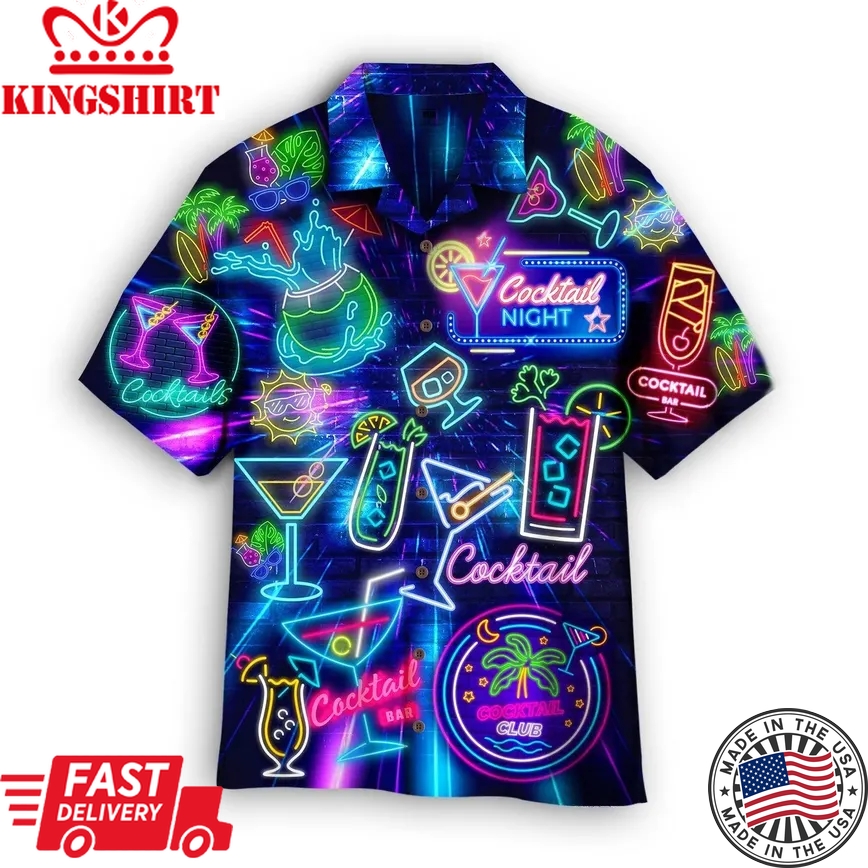 Cocktail Night Neon Trendy Hawaiian Shirt