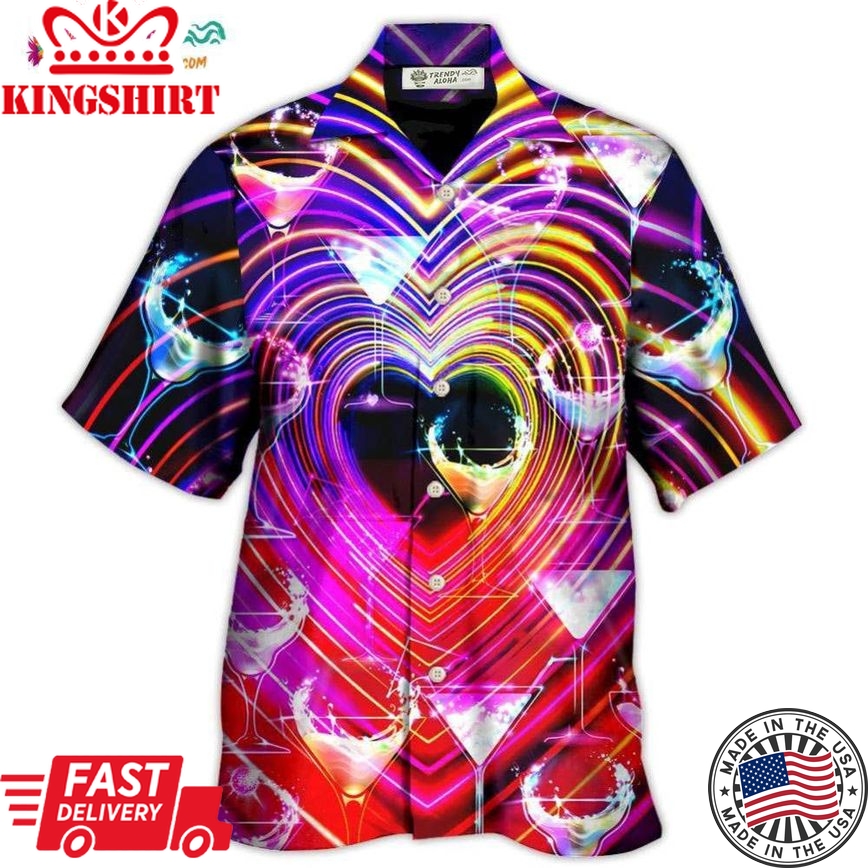 Cocktail Party Romantic Sweet Heart Neon Light Hawaiian Shirt