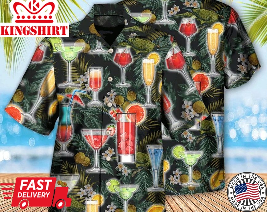 Cocktail Summer Tropical Beach, Trendy Hawaiian Shirt For Men/Women, Hawaii Shirt Party Summer, Birthday Gift, Hawaii Style, Hawaiian Set Gift.