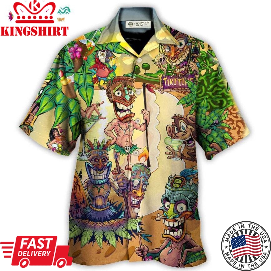 Cocktail Tiki Bar Summer Beach Hawaiian Shirt