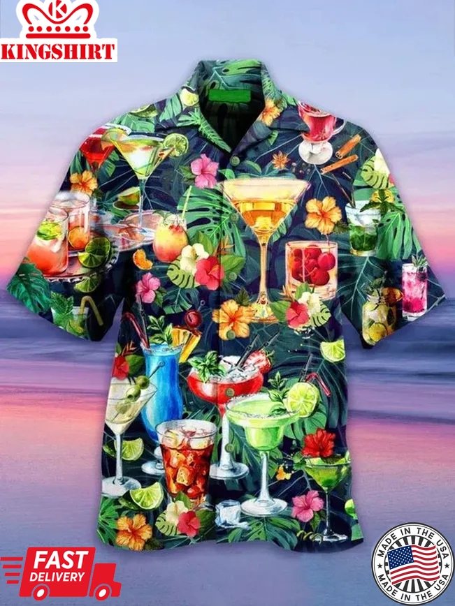 Cocktail Tropical Trendy Hawaiian Shirt Aloha Shirt