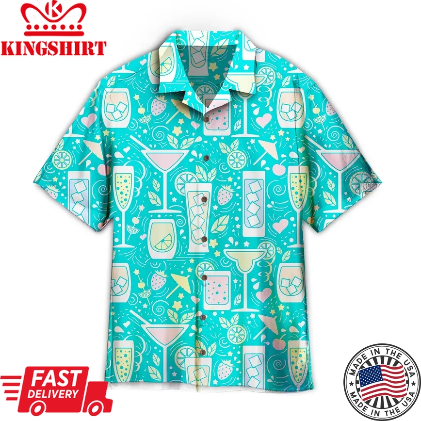 Cocktails Hello Summer Trendy Hawaiian Shirt