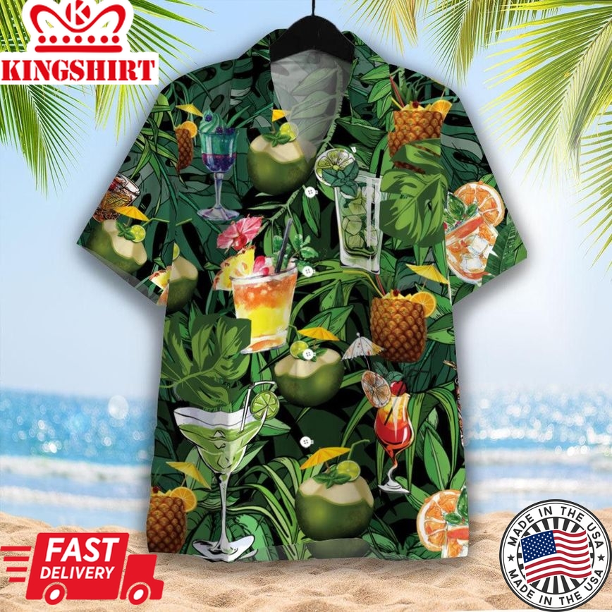 Coctail Trendy Hawaiian Shirt Full Size Colorful