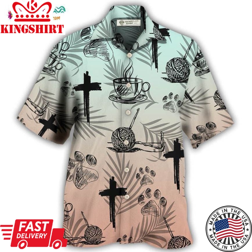 Coffee Jesus Dog Coffee Knitting Lover Hawaiian Shirt