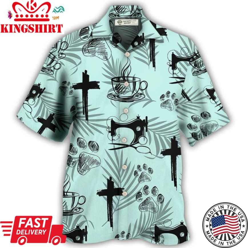 Coffee Jesus Dog Coffee Sewing Lover Hawaiian Shirt