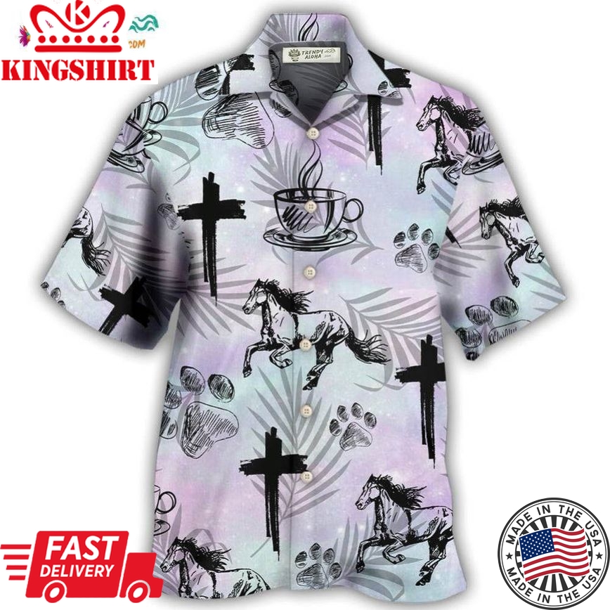 Coffee Jesus Dog Horse Hawaiian Shirt