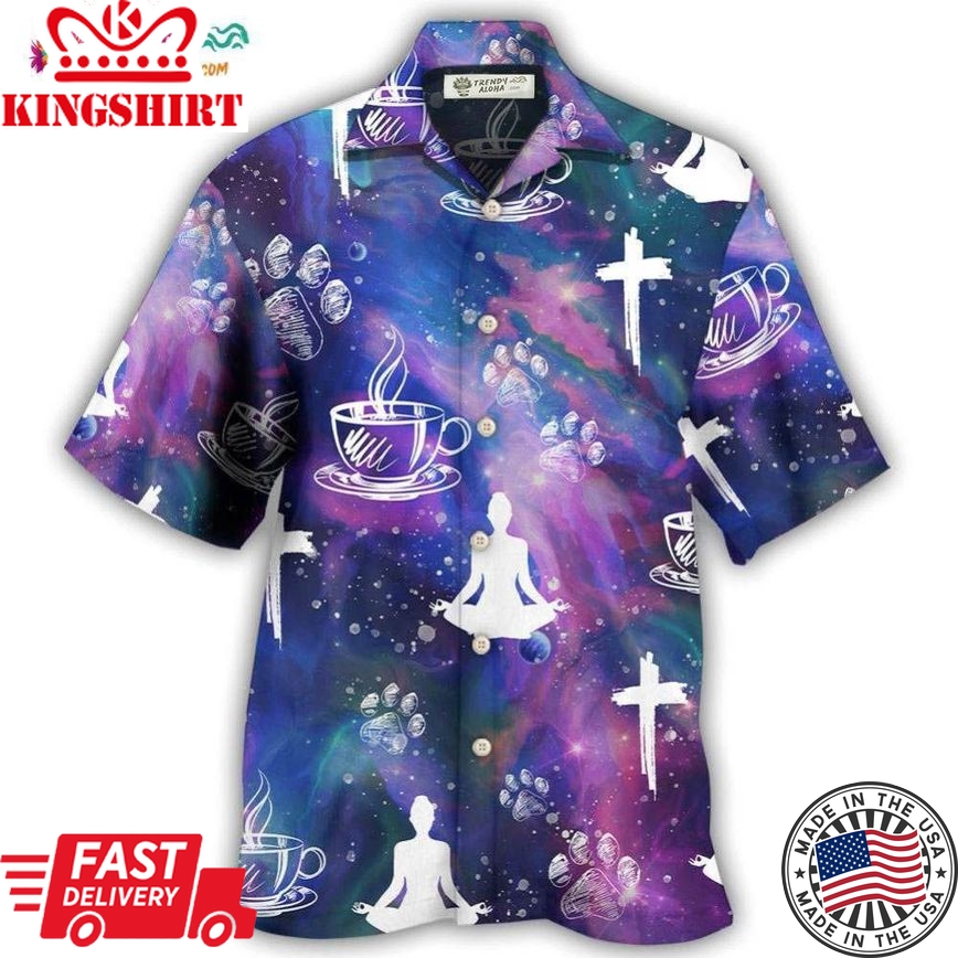 Coffee Jesus Dog Yoga Hawaiian Shirt