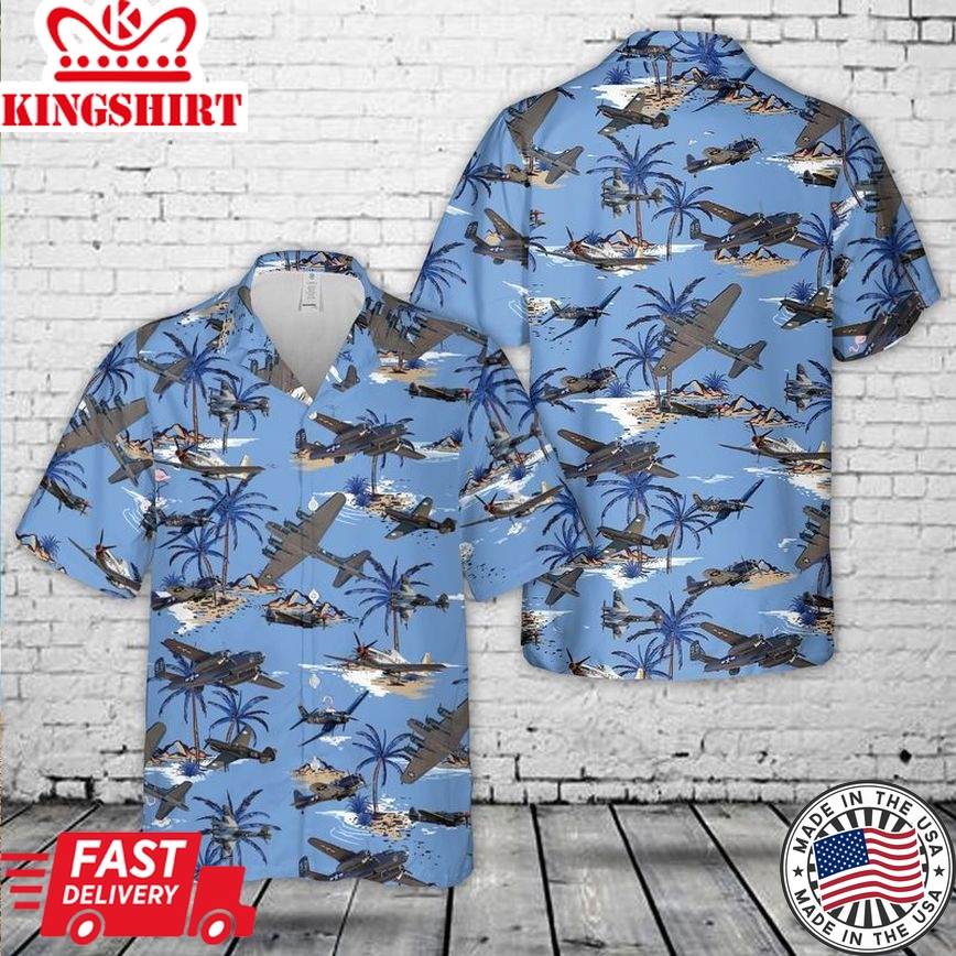 Collage Of Allied Wwii Aircraft Trendy Hawaiian Shirt