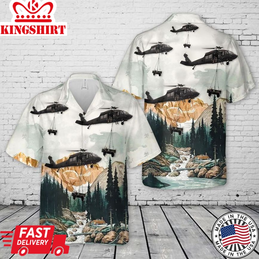 Colorado Army National Guard Uh-60 Black Hawk Helicopter, 2Nd Battalion 135Th Aviation Regiment Trendy Hawaiian Shirt