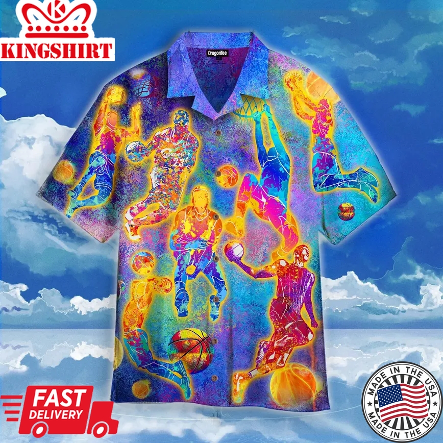 Colorful Basketball Player Trendy Hawaiian Shirt Aloha Shirt