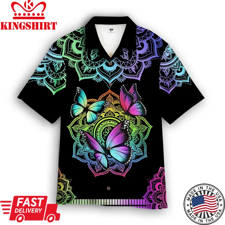 Colorful Butterfly Mandala Trendy Hawaiian Shirt