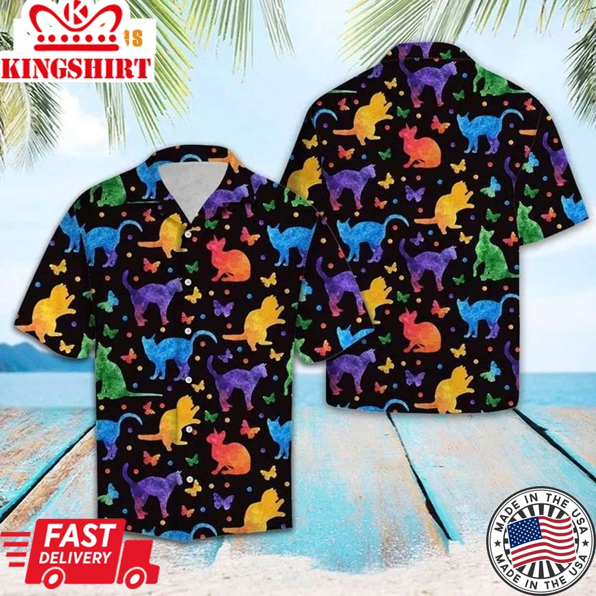 Colorful Cats Summer Vibe, Cat Trendy Hawaiian Shirt Perfect Gifts For Your Loved Ones