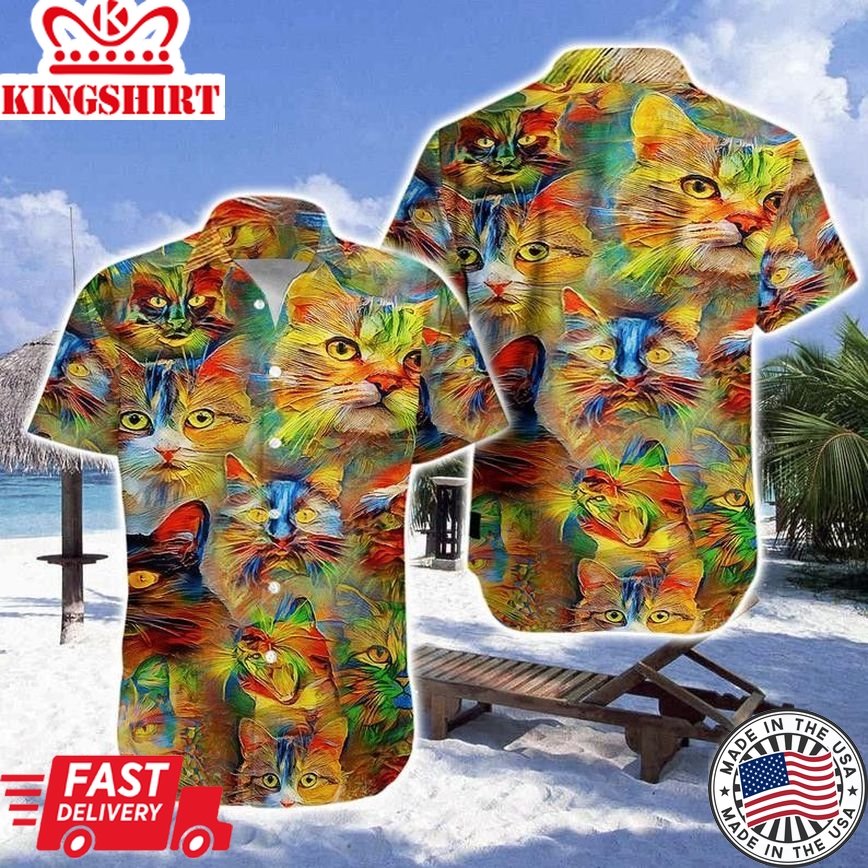 Colorful Cats Trendy Hawaiian Shirt