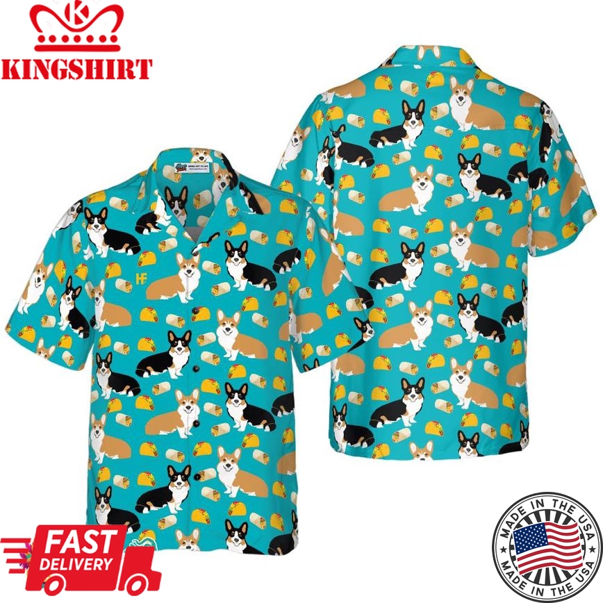 Colorful Corgi & Foods Hawaiian Shirt