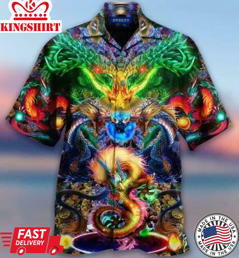 Colorful Dragon Armor Trendy Hawaiian Shirt Aloha Shirt