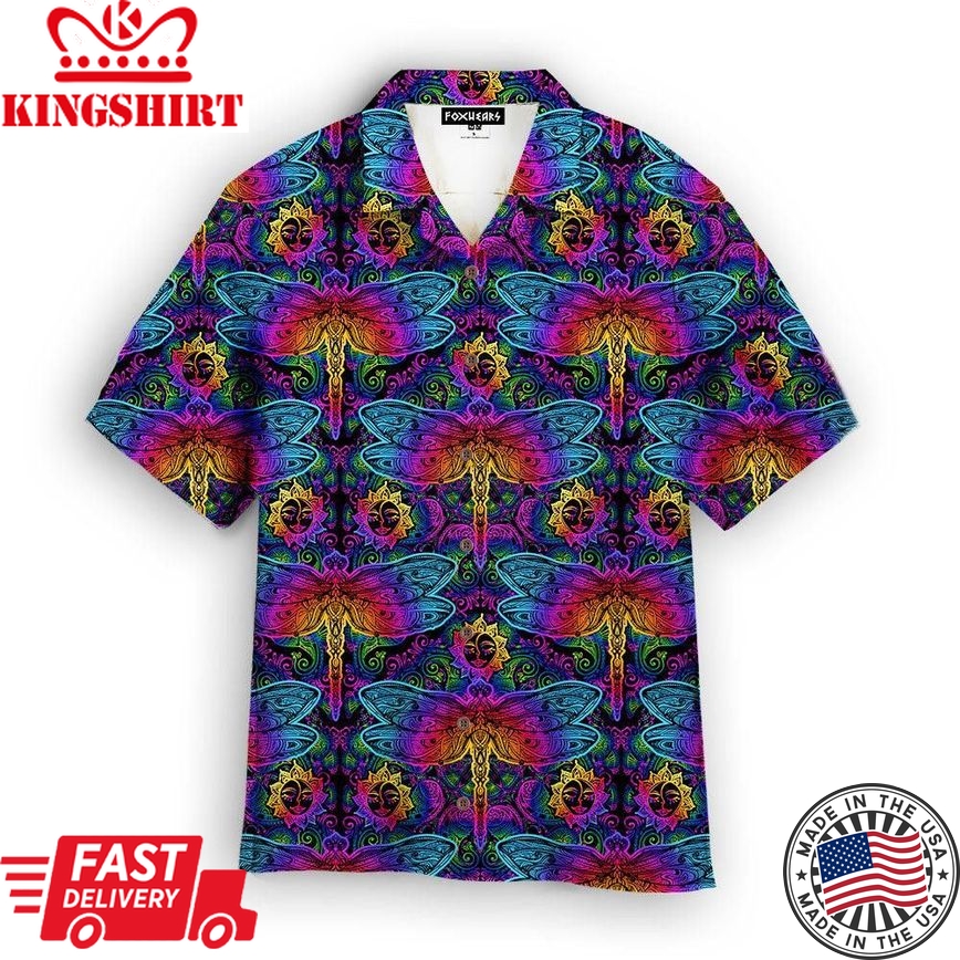 Colorful Dragonfly Mandala Trendy Hawaiian Shirt