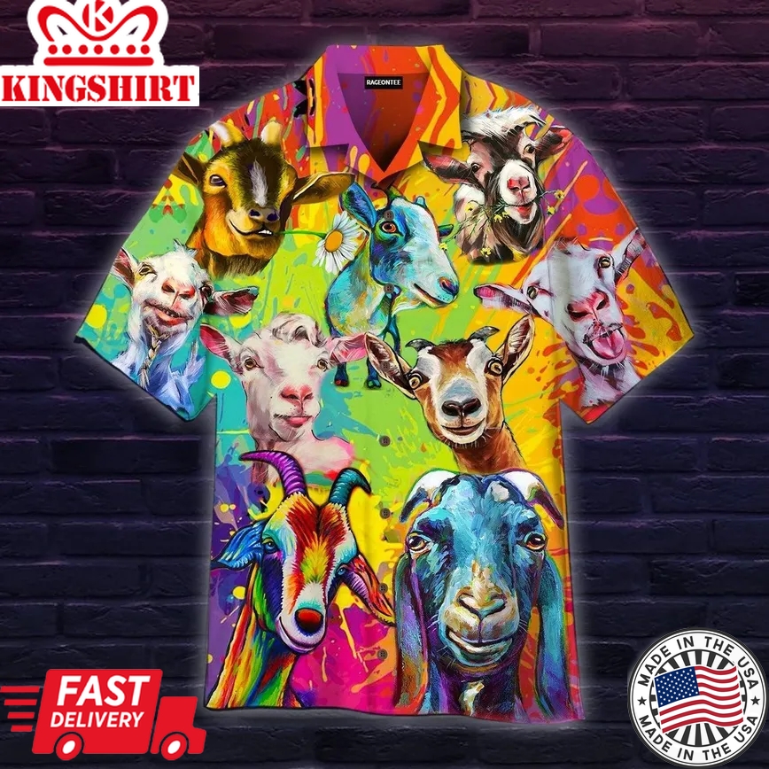 Colorful Goat Art Farmer Trendy Hawaiian Shirt