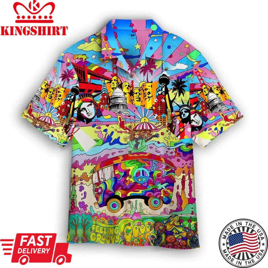 Colorful Hippie Feeling Groovy Trendy Hawaiian Shirt