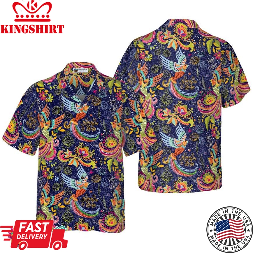 Colorful Hummingbird Mandala Hawaiian Shirt