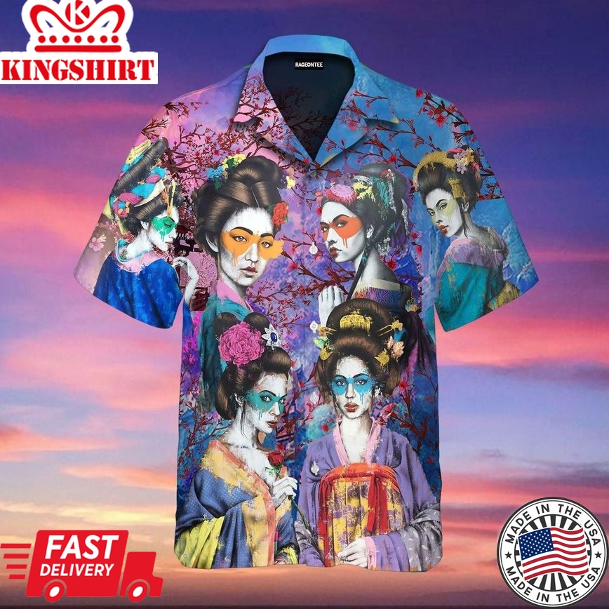 Colorful Japanese Women's Beauty Trendy Hawaiian Shirt